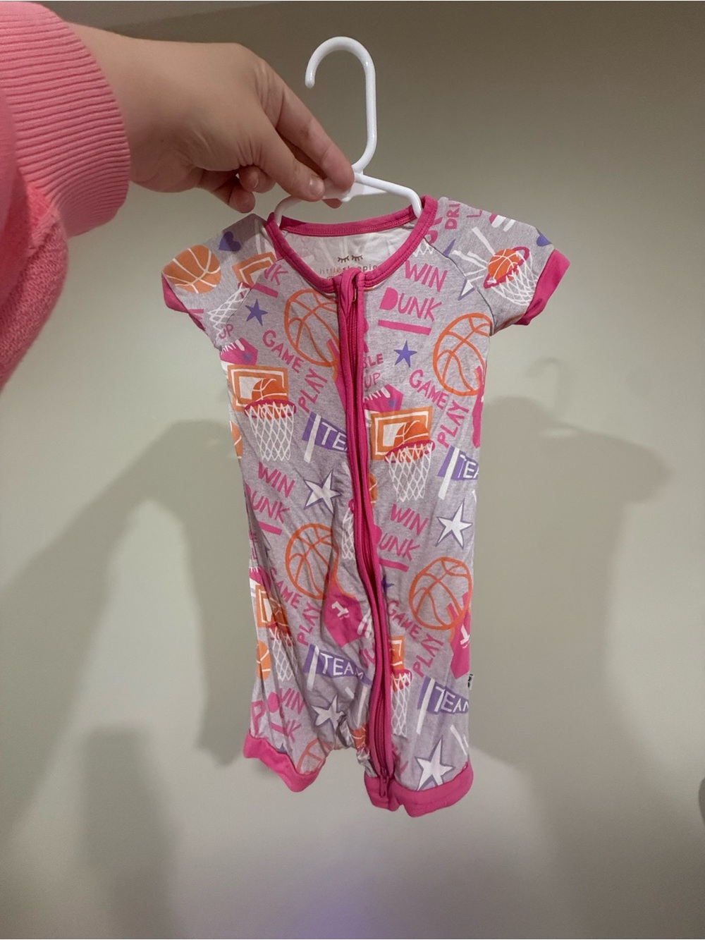 Little Sleepies Pink & Orange Basketball Zip One-Piece